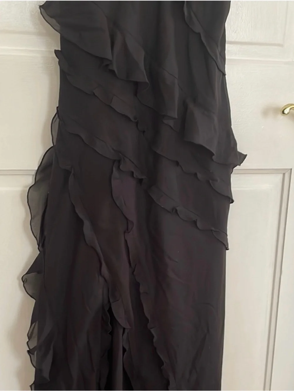 Abercrombie & Fitch Black Ruffle Slip Maxi Dress